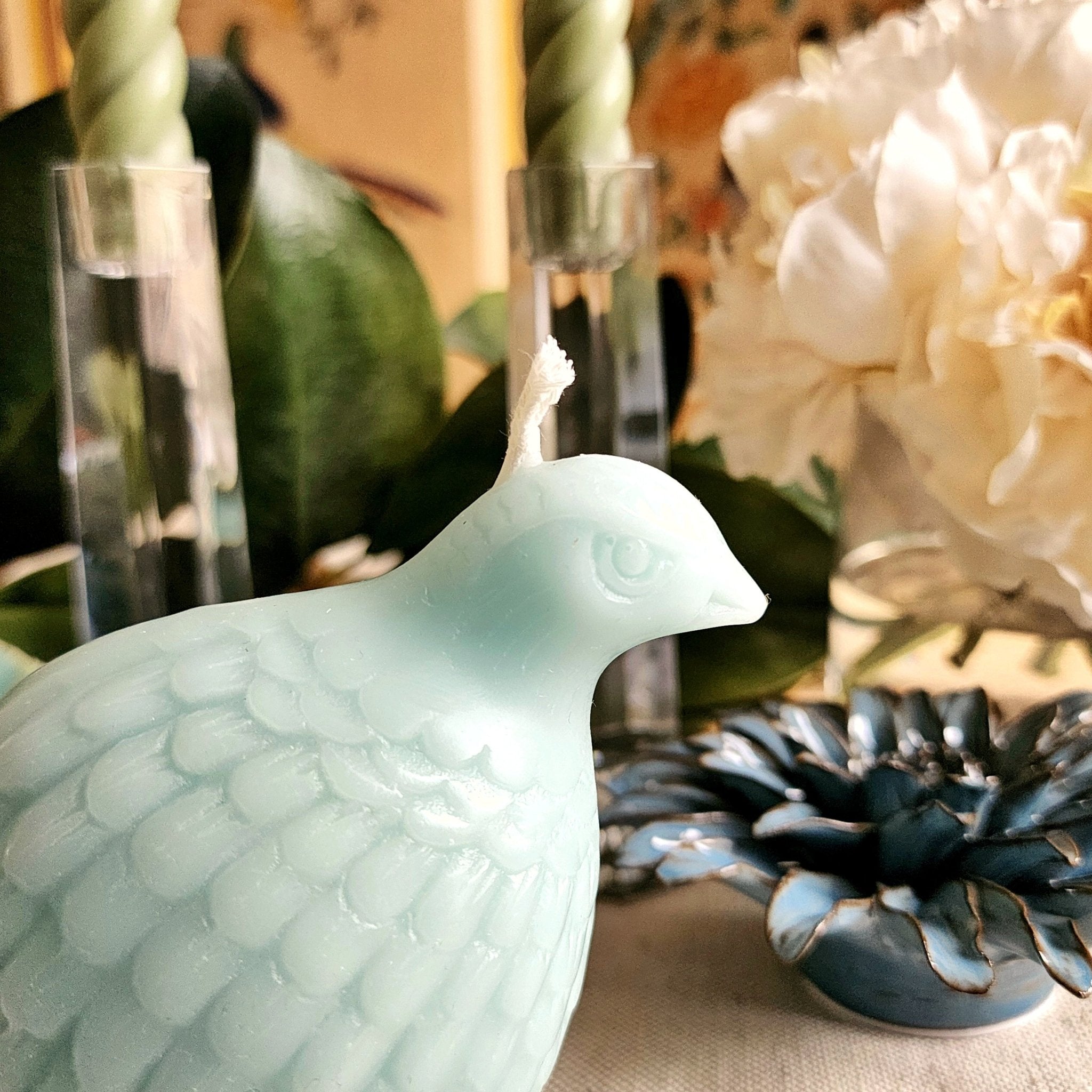 Partridge Candle- Robins Egg | The Punctilious Mr. P's Place Card Co.