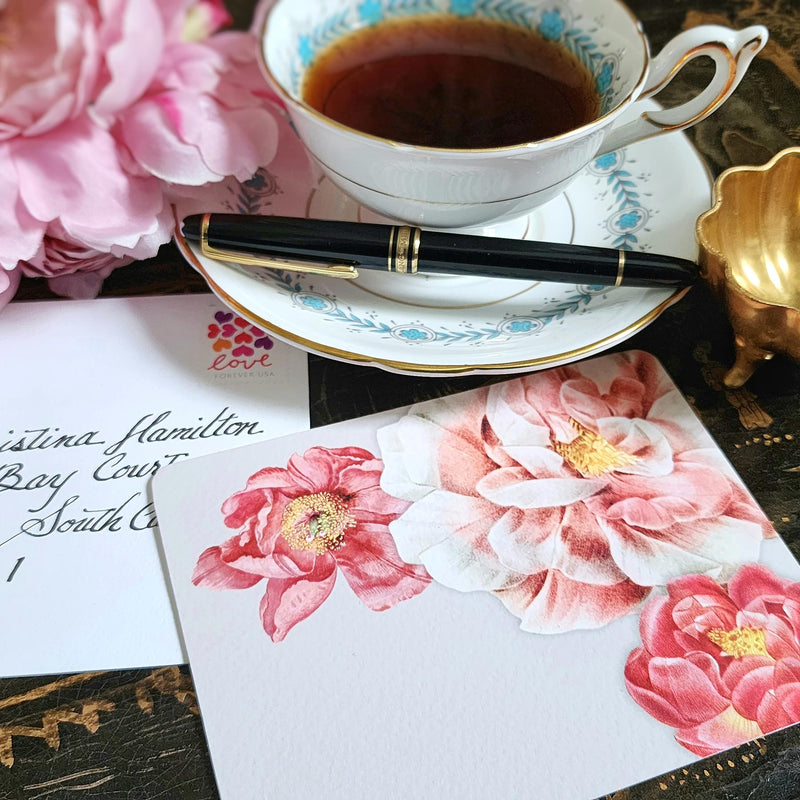 Peony - Custom Note Cards - The Punctilious Mr. P's Place Card Co.