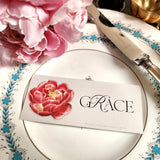 Peony - Custom Place Cards - Laydown - The Punctilious Mr. P's Place Card Co.