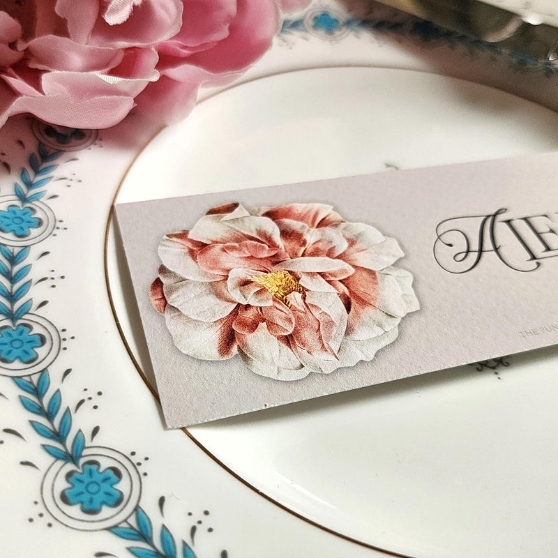 Peony - Custom Place Cards - Laydown - The Punctilious Mr. P's Place Card Co.