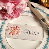 Peony - Custom Place Cards - Laydown - The Punctilious Mr. P's Place Card Co.