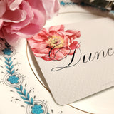 Peony - Custom Place Cards - Laydown Event Size - The Punctilious Mr. P's Place Card Co.