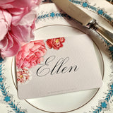 Peony - Custom Place Cards - Laydown Event Size - The Punctilious Mr. P's Place Card Co.