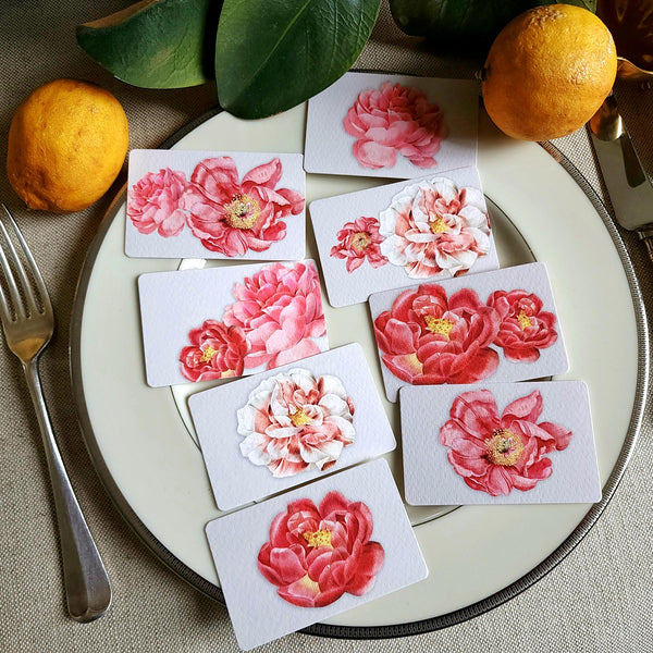 Peony - Custom Place Cards - Upright - The Punctilious Mr. P's Place Card Co.