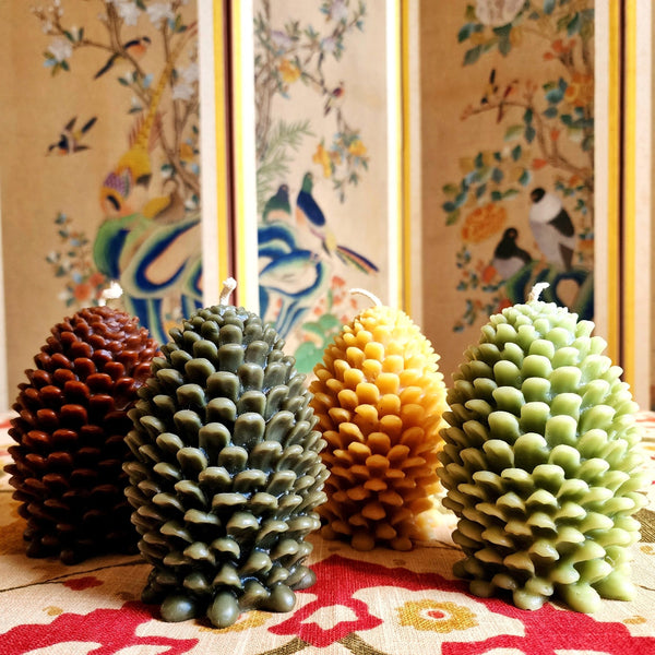 Pine Cone Beeswax Candles - The Punctilious Mr. P's Place Card Co.