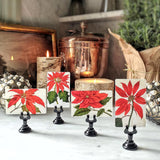 Poinsettia - Custom Place Cards - Upright - The Punctilious Mr. P's Place Card Co.