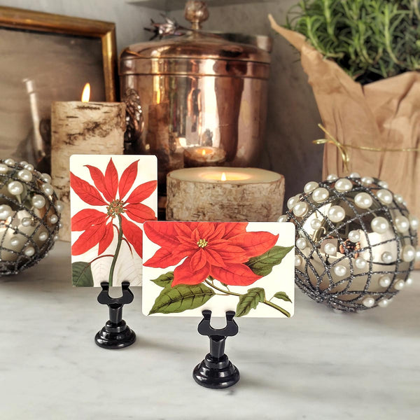 Poinsettia - Custom Place Cards - Upright - The Punctilious Mr. P's Place Card Co.