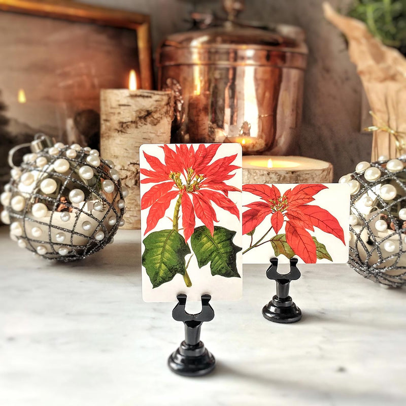 Poinsettia - Custom Place Cards - Upright - The Punctilious Mr. P's Place Card Co.