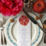 Pomegranate - Custom Menu Cards - s/4 - The Punctilious Mr. P's Place Card Co.