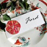 Pomegranate - Custom Place Cards - Laydown - The Punctilious Mr. P's Place Card Co.