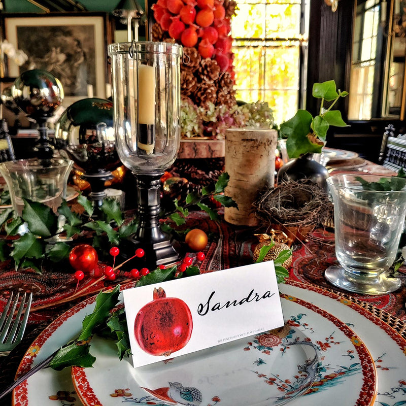 Pomegranate - Custom Place Cards - Laydown - The Punctilious Mr. P's Place Card Co.