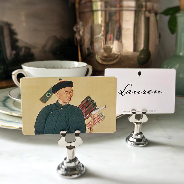 Portrait of a Chinese Archer - Custom Place Cards - Upright - The Punctilious Mr. P's Place Card Co.