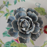 video of Handcrafted petite misty blue ceramic peony blossom from The Punctilious Mr. P's Place Card Co.