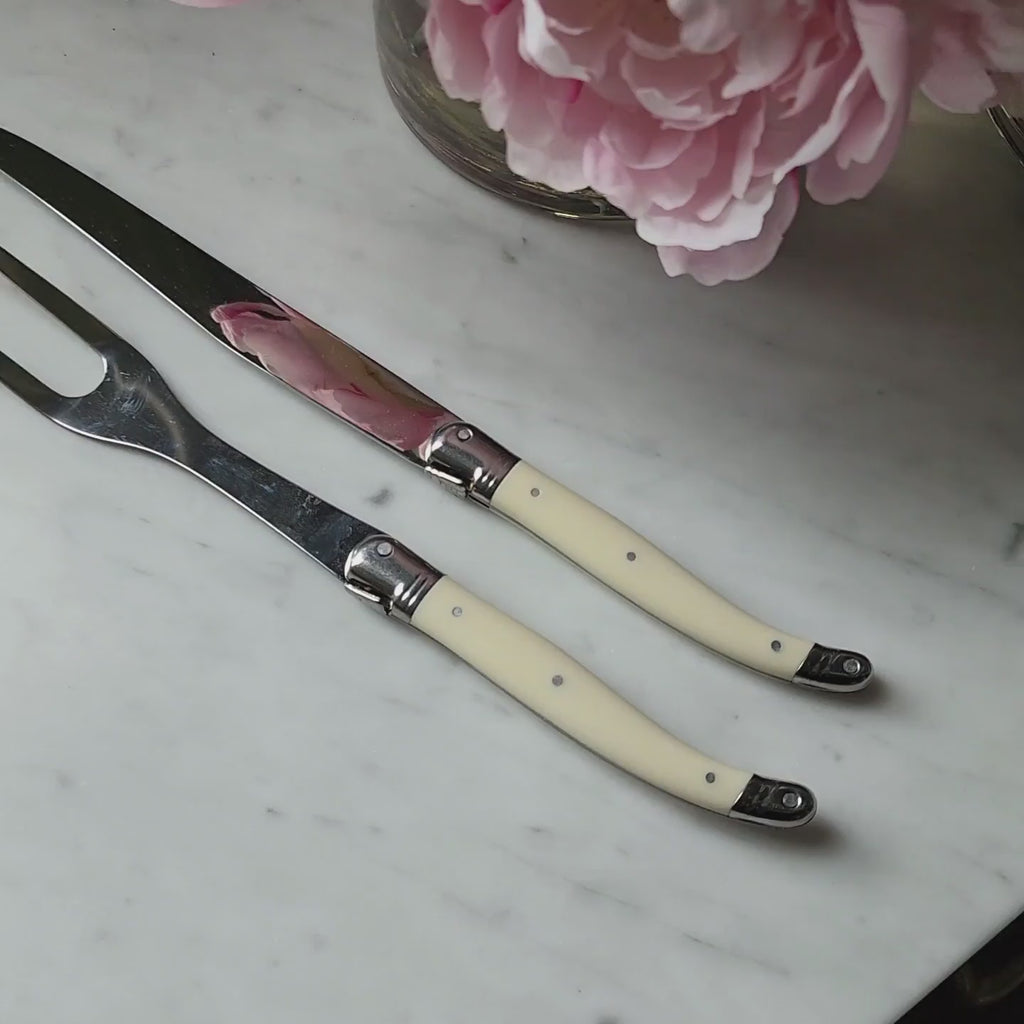 video of Laguiole Ivorine Carving Set