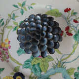 video of Handcrafted dusty cobalt ceramic pompom zinnia blossom with speckled glaze from The Punctilious Mr. P's Place Card Co.
