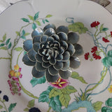 video of Handcrafted agate gray ceramic dahlia blossom with speckled glaze from The Punctilious Mr. P's Place Card Co.