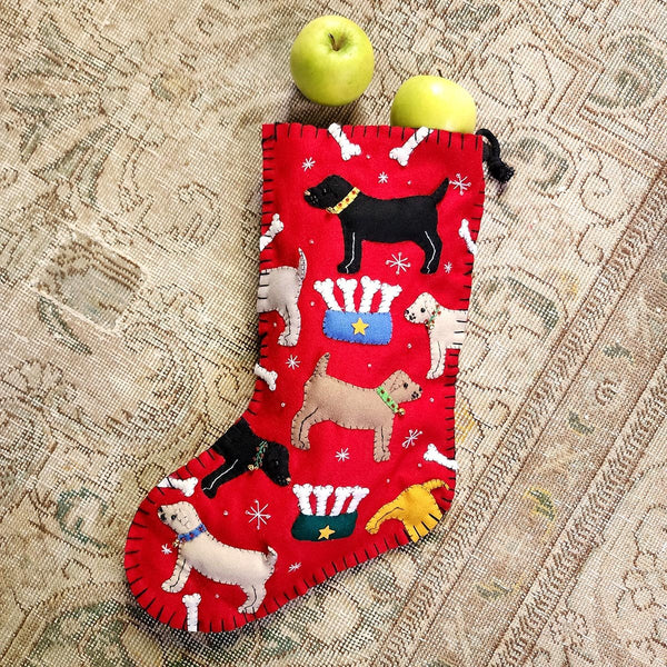 Puppy Love - Handmade Christmas Stocking - The Punctilious Mr. P's Place Card Co.