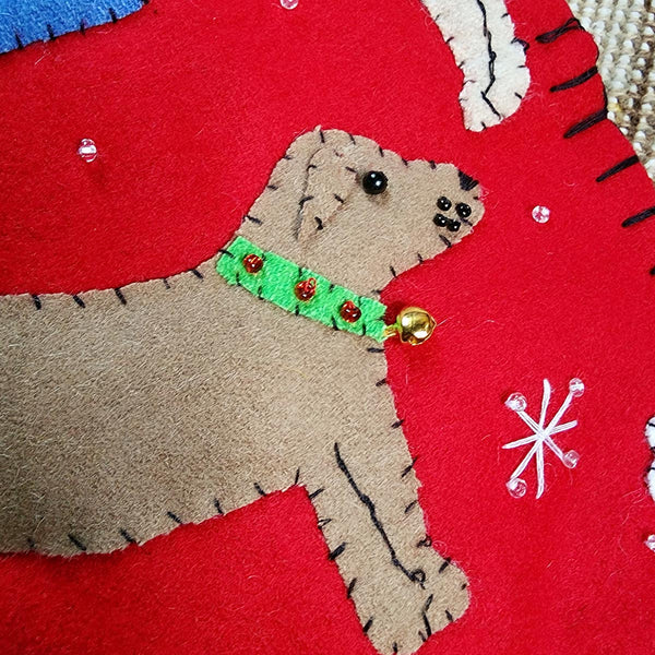 Puppy Love - Handmade Christmas Stocking - The Punctilious Mr. P's Place Card Co.