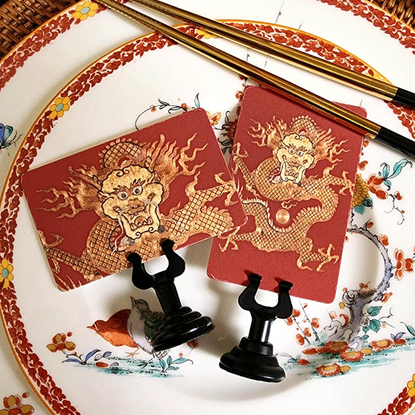 Radiant Dragon: Cinnabar - Custom Place Cards - Upright - The Punctilious Mr. P's Place Card Co.