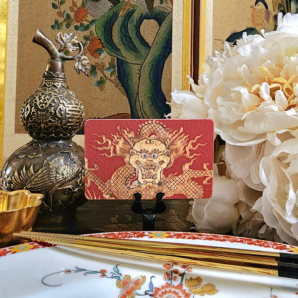 Radiant Dragon: Cinnabar - Custom Place Cards - Upright - The Punctilious Mr. P's Place Card Co.