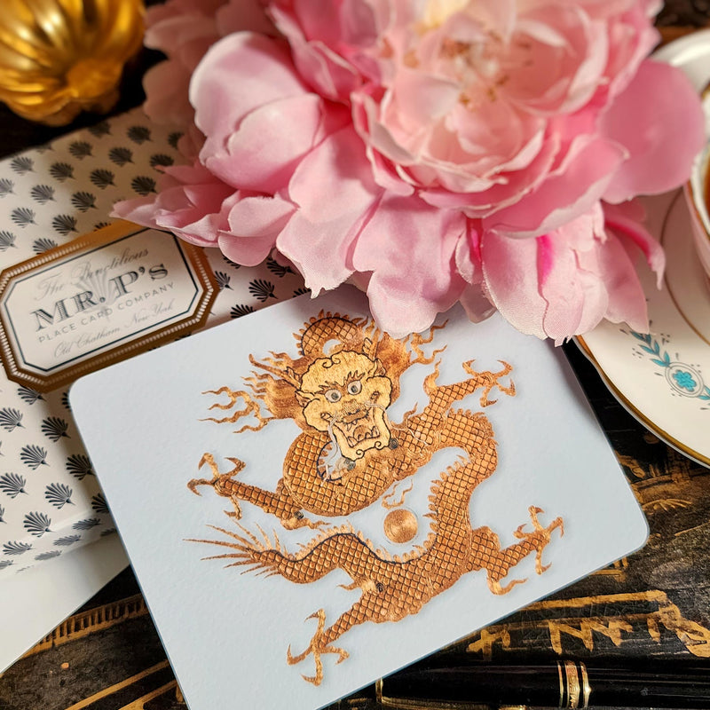 Radiant Dragon - Pack of Custom Note Cards - The Punctilious Mr. P's Place Card Co.