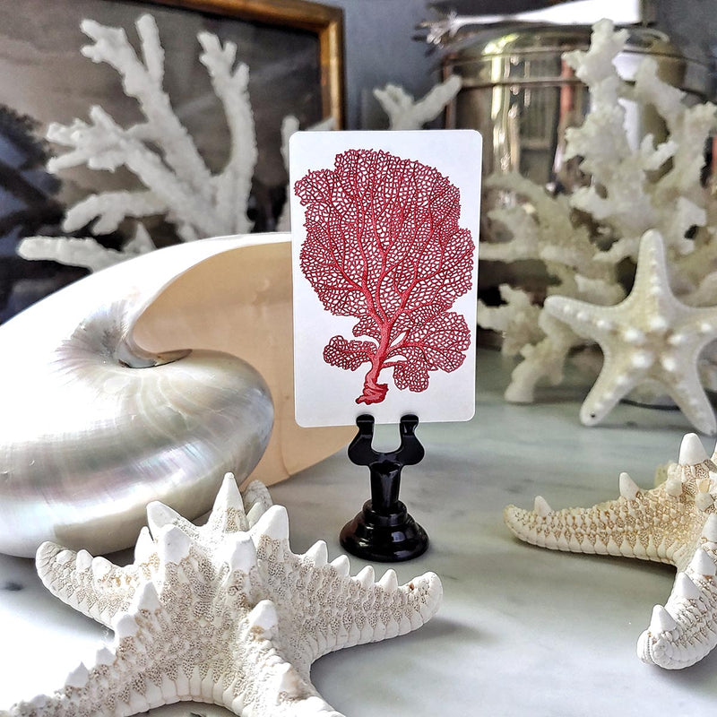 Red Seaweed & Coral - Custom Place Cards - Upright - The Punctilious Mr. P's Place Card Co.