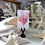 Red Seaweed & Coral - Custom Place Cards - Upright - The Punctilious Mr. P's Place Card Co.