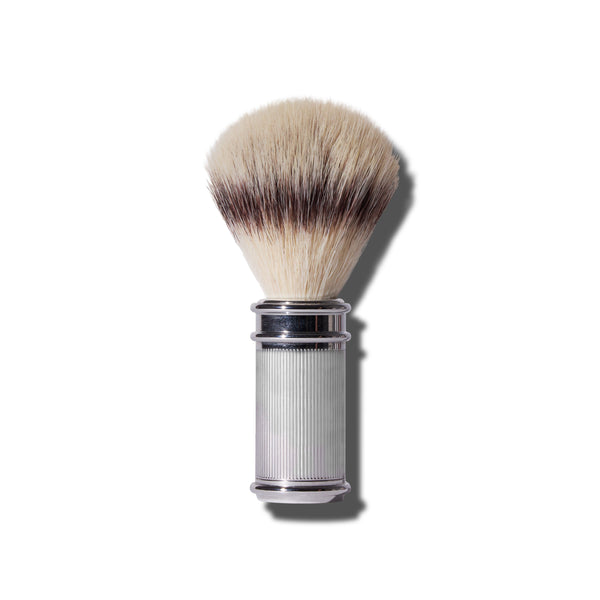 Ribbed Chrome Shave Brush - The Punctilious Mr. P's Place Card Co.