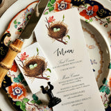 Robin's Eggs - Custom Menu Cards - s/4 - The Punctilious Mr. P's Place Card Co.