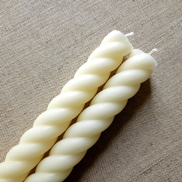 Rope Taper Candles - Creme - The Punctilious Mr. P's Place Card Co.