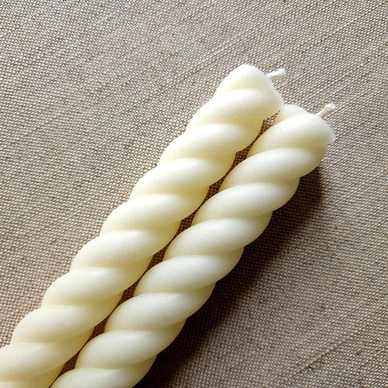 Rope Taper Candles - Creme - The Punctilious Mr. P's Place Card Co.