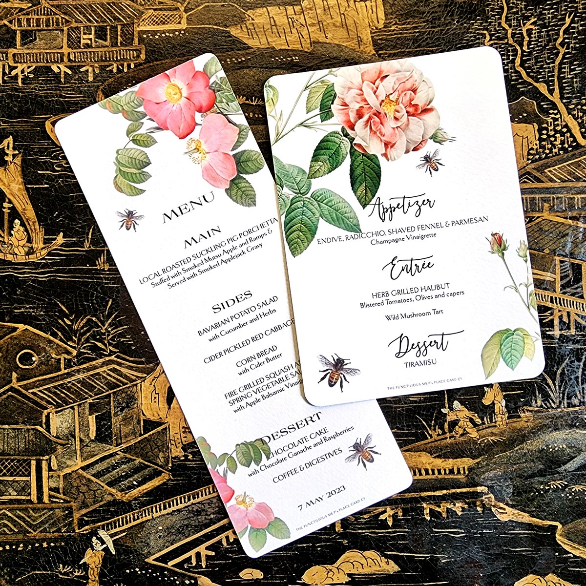 Set/4 Rose Garden Custom Menu Cards
