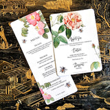 Rose Garden - Custom Menu Cards - s/4 - The Punctilious Mr. P's Place Card Co.