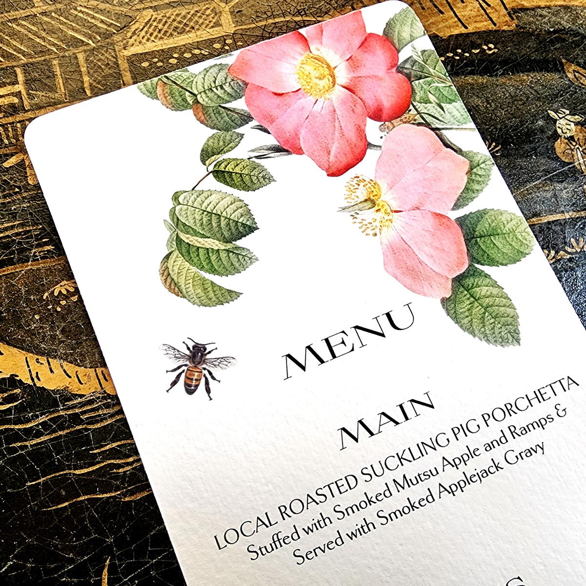 Set/4 Rose Garden Custom Menu Cards