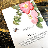 Rose Garden - Custom Menu Cards - s/4 - The Punctilious Mr. P's Place Card Co.