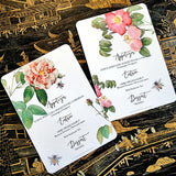 Rose Garden - Custom Menu Cards - s/4 - The Punctilious Mr. P's Place Card Co.