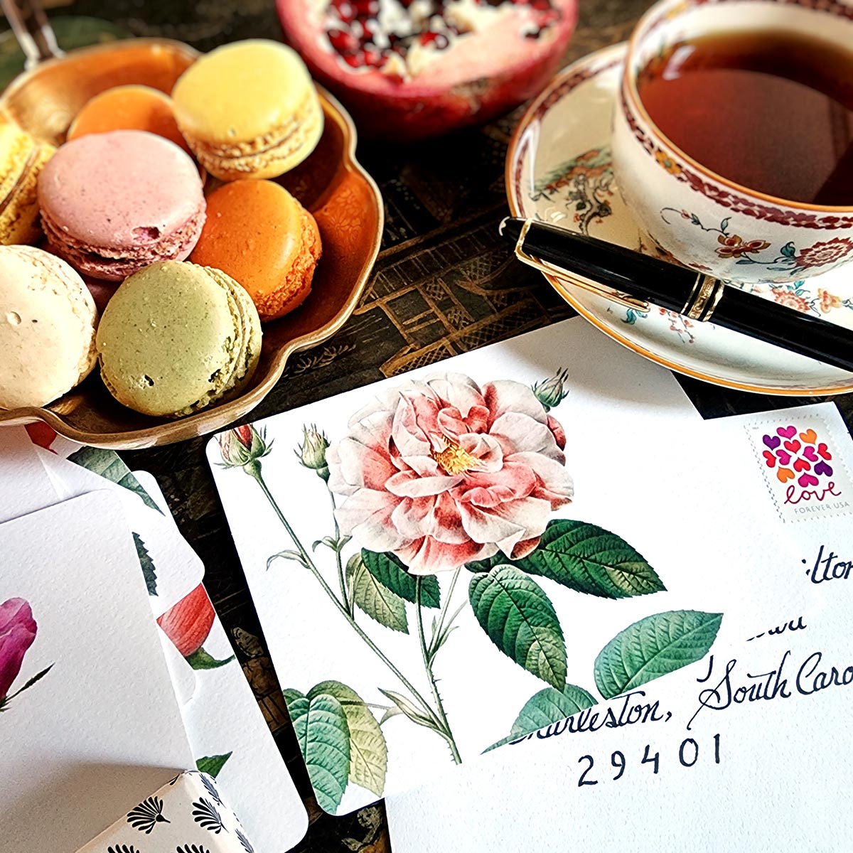 Set/12 Rose Garden Flower Custom Note Card Set- Mr. P