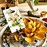 Saffron Parasol Mushrooms - Custom Place Cards - Upright - The Punctilious Mr. P's Place Card Co.