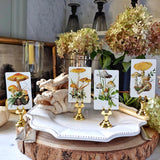 Saffron Parasol Mushrooms - Custom Place Cards - Upright - The Punctilious Mr. P's Place Card Co.