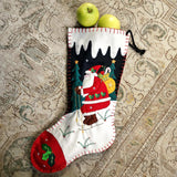 Skiing Santa - Handmade Christmas Stocking - The Punctilious Mr. P's Place Card Co.