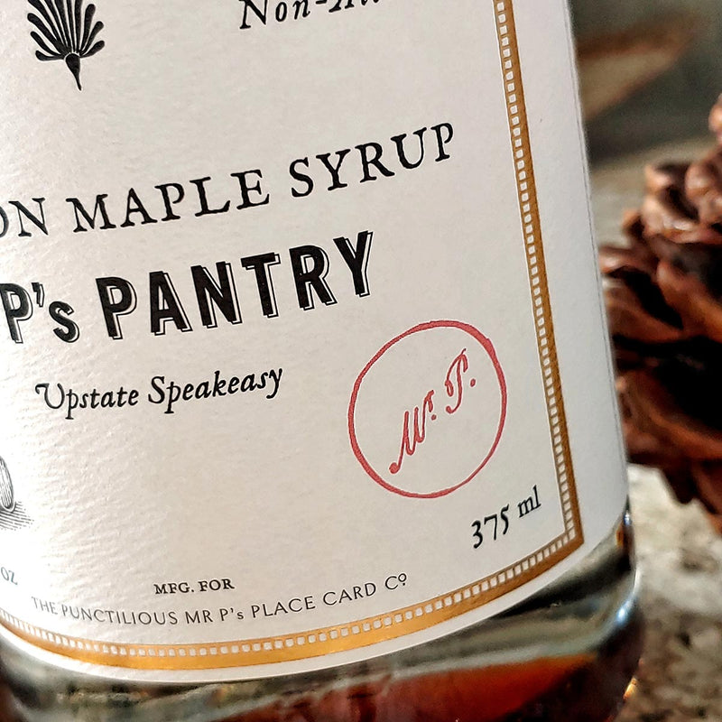 Speakeasy Bourbon Maple Syrup - The Punctilious Mr. P's Place Card Co.