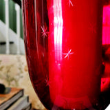 Tall Mini Star Cut Glass Hurricane Candle Holders - Red - Pair - The Punctilious Mr. P's Place Card Co.