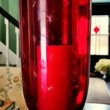 Tall Mini Star Cut Glass Hurricane Candle Holders - Red - Pair - The Punctilious Mr. P's Place Card Co.