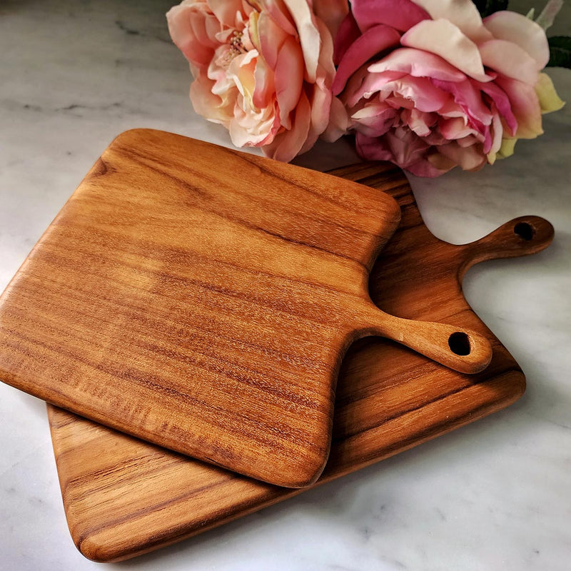 Teak Mini Cutting Boards - Set/ 2 - The Punctilious Mr. P's Place Card Co.