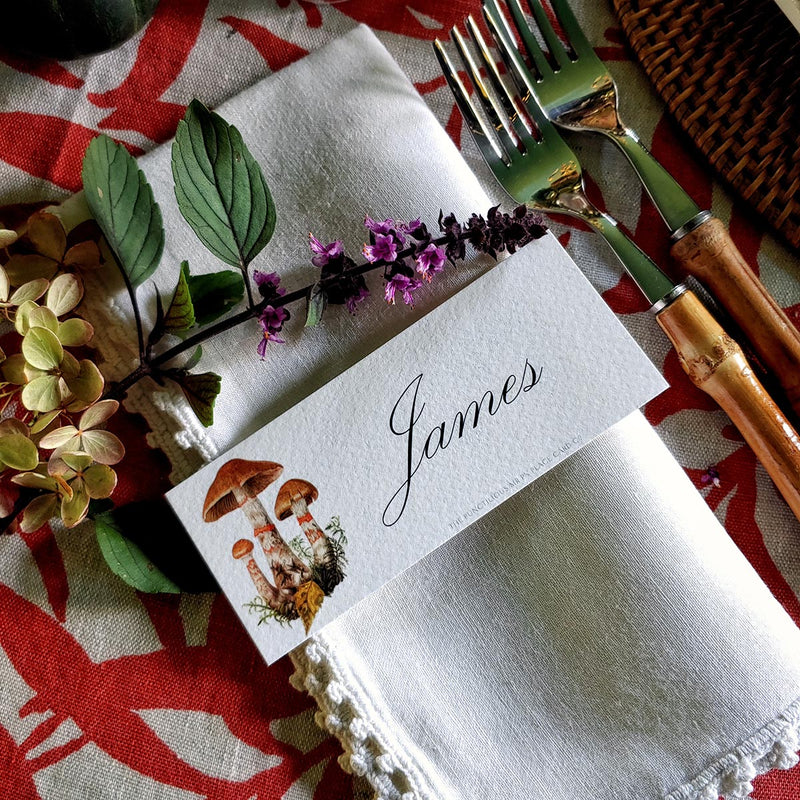 The Red Bands - Custom Place Cards - Laydown - The Punctilious Mr. P's Place Card Co.