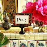Tortoise Shell - Custom Place Cards - Upright - The Punctilious Mr. P's Place Card Co.