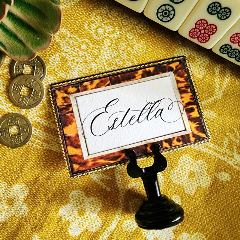 Set/ 16 Tortoise Shell- Bar + Table custom name place cards