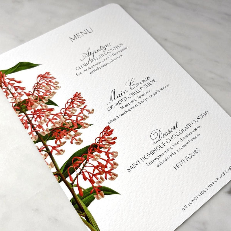 Tropical Foliage - Custom Place Cards - Upright - The Punctilious Mr. P's Place Card Co.