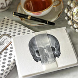 The Punctilious Mr. P's place card co. 'The Skull' custom note card pack with tea cup and saucer and montblanc fountain pen
