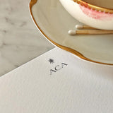 back detail of The Punctilious Mr. P's custom note cards showing personalized 3 letter initials
